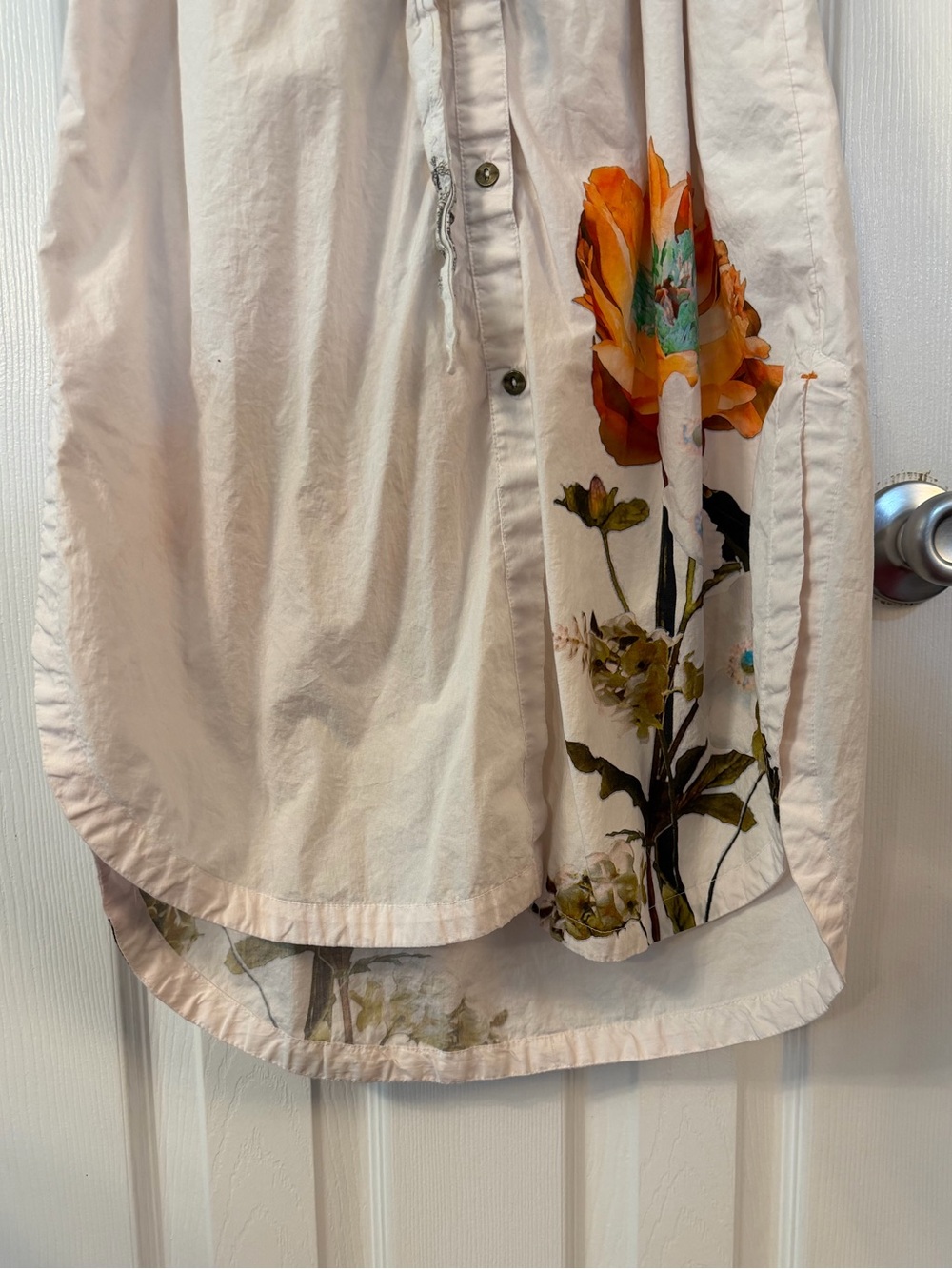 Maeve Anthropologie Floral Shirt Dress Small White Cotton Belted Midi Pockets - Picture 5 of 13